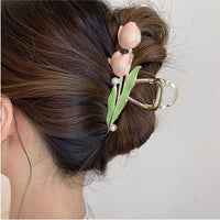 Thumbnail for Chic Enamel Duo Tulip Chignon Claw Clip Hair Claw - ArtGalleryZen
