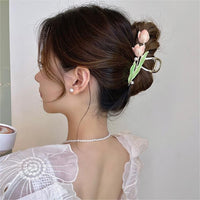 Thumbnail for Chic Enamel Duo Tulip Chignon Claw Clip Hair Claw - ArtGalleryZen