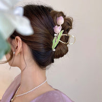 Thumbnail for Chic Enamel Duo Tulip Chignon Claw Clip Hair Claw - ArtGalleryZen