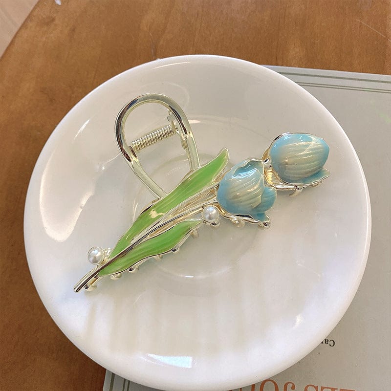 Chic Enamel Duo Tulip Chignon Claw Clip Hair Claw - ArtGalleryZen