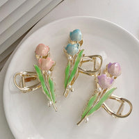 Thumbnail for Chic Enamel Duo Tulip Chignon Claw Clip Hair Claw - ArtGalleryZen