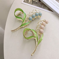 Thumbnail for Chic Enamel Lily Of The Valley Chignon Claw Clip Hair Clip - ArtGalleryZen