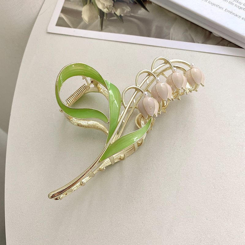 Chic Enamel Lily Of The Valley Chignon Claw Clip Hair Clip - ArtGalleryZen