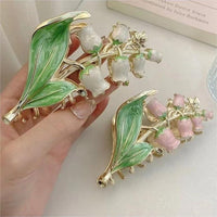 Thumbnail for Chic Enamel Lily Of The Valley Hair Claw Clip - ArtGalleryZen