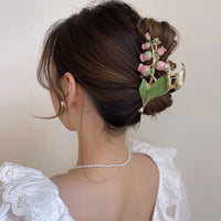 Thumbnail for Chic Enamel Lily Of The Valley Hair Claw Clip - ArtGalleryZen