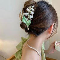 Thumbnail for Chic Enamel Lily Of The Valley Hair Claw Clip - ArtGalleryZen