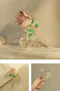 Thumbnail for Chic Enamel Pink Rose Chignon Claw Clip Hair Clip - ArtGalleryZen