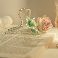 Thumbnail for Chic Enamel Pink Rose Chignon Claw Clip Hair Clip - ArtGalleryZen