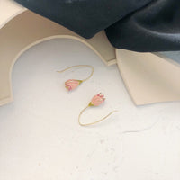 Thumbnail for Chic Enamel Pink Tulip Dangle Earrings - ArtGalleryZen