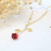 Thumbnail for Chic Enamel Rose Pendant Necklace - ArtGalleryZen