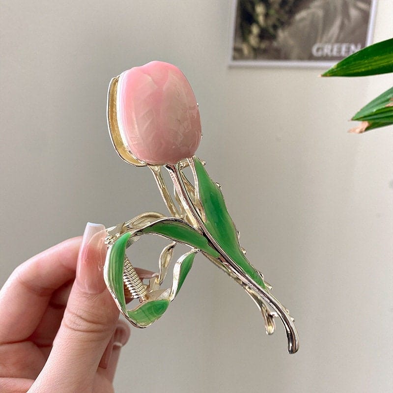 Chic Enamel Tulip Chignon Claw Clip Hair Clip - ArtGalleryZen