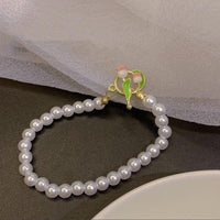 Thumbnail for Chic Enamel Tulip Pearl Chain Choker Necklace Bracelet Set - ArtGalleryZen