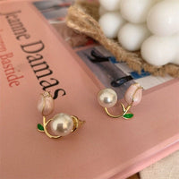 Thumbnail for Chic Enamel Tulip Pearl Earrings - ArtGalleryZen