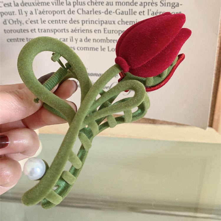 Chic Flocking Tulip Chignon Claw Clip Hair Clip - ArtGalleryZen