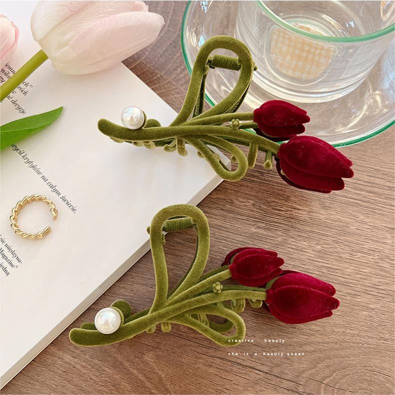 Chic Flocking Tulip Chignon Claw Clip Hair Clip - ArtGalleryZen