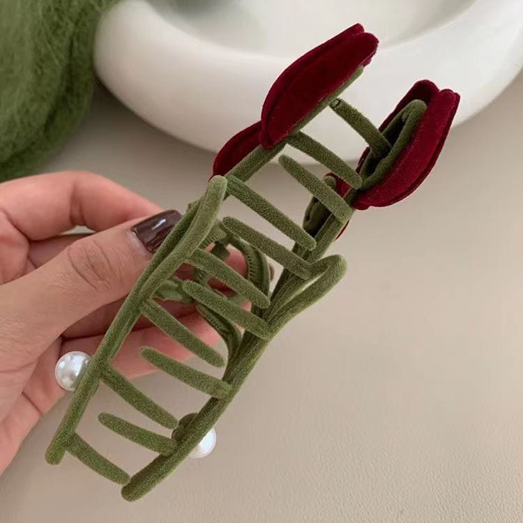 Chic Flocking Tulip Chignon Claw Clip Hair Clip - ArtGalleryZen