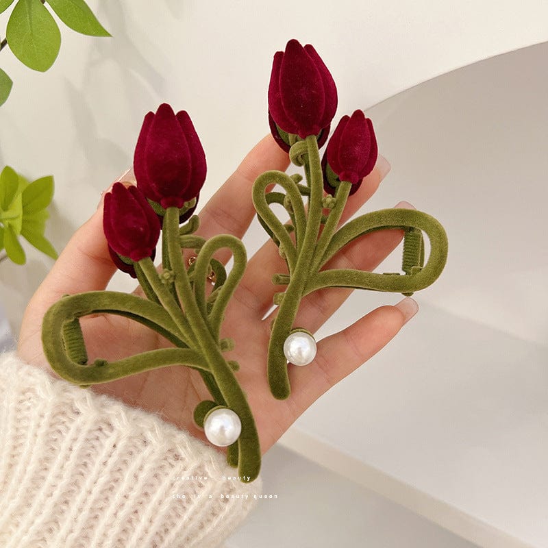Chic Flocking Tulip Chignon Claw Clip Hair Clip - ArtGalleryZen