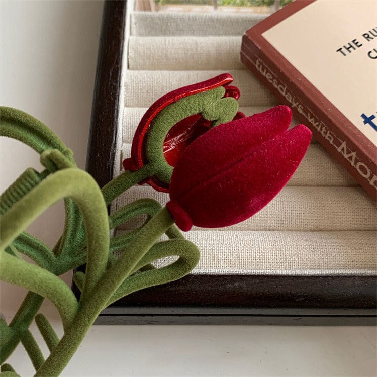 Chic Flocking Tulip Chignon Claw Clip Hair Clip - ArtGalleryZen