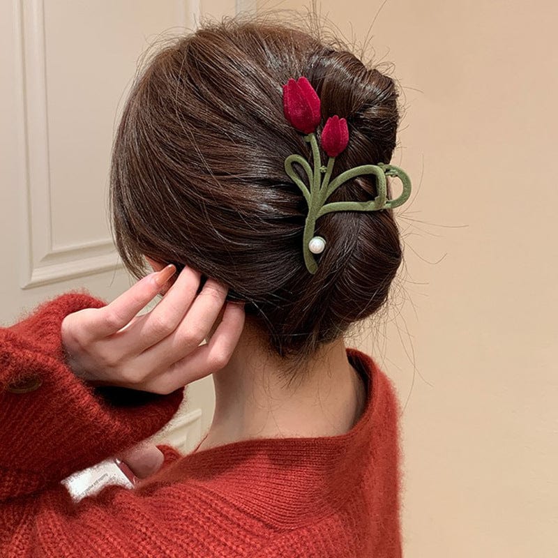 Chic Flocking Tulip Chignon Claw Clip Hair Clip - ArtGalleryZen