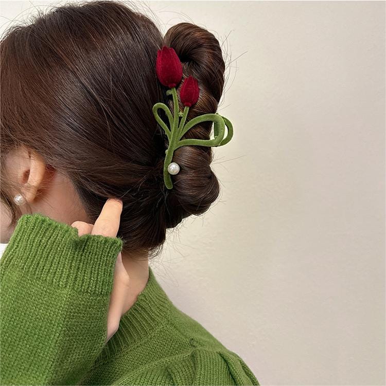 Chic Flocking Tulip Chignon Claw Clip Hair Clip - ArtGalleryZen