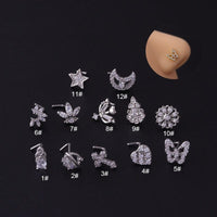 Thumbnail for Chic Gold Silver Plated CZ Inlaid Stainless Steel Nose Piercing Nose Stud - ArtGalleryZen