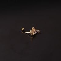 Thumbnail for Chic Gold Silver Tone CZ Inlaid Helix Piercing Stud Earring - ArtGalleryZen