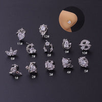 Thumbnail for Chic Gold Silver Tone CZ Inlaid Stainless Steel Nose Piercing Nose Stud - ArtGalleryZen