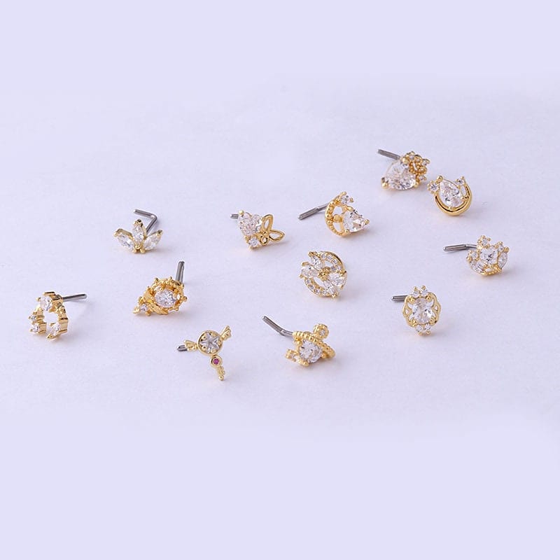 Chic Gold Silver Tone CZ Inlaid Stainless Steel Nose Piercing Nose Stud - ArtGalleryZen