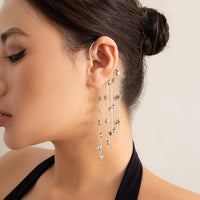 Thumbnail for Chic Gold Silver Tone Dangling Star Tassel Ear Wrap Earring - ArtGalleryZen