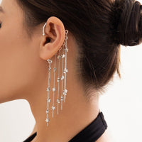 Thumbnail for Chic Gold Silver Tone Dangling Star Tassel Ear Wrap Earring - ArtGalleryZen