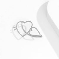 Thumbnail for Chic Gold Silver Tone Duo Heart Ear Cuff Climber Crawler Wrap Earring - ArtGalleryZen