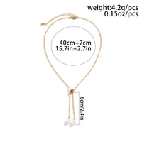 Thumbnail for Chic Gold Silver Tone Pearl Charm Cable Chain Y Necklace - ArtGalleryZen