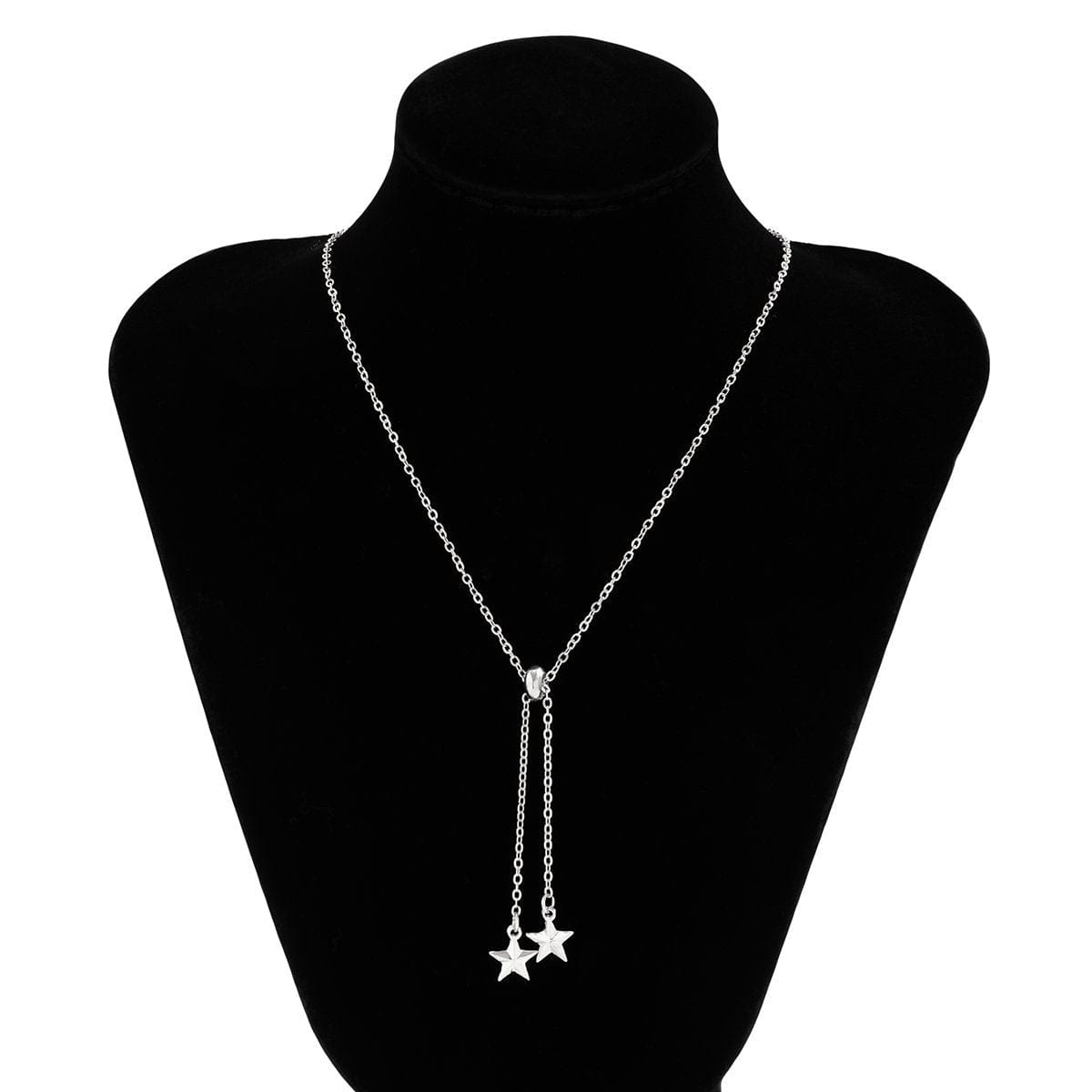 Chic Gold Silver Tone Star Charm Cable Chain Y Necklace - ArtGalleryZen