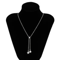 Thumbnail for Chic Gold Silver Tone Star Charm Cable Chain Y Necklace - ArtGalleryZen