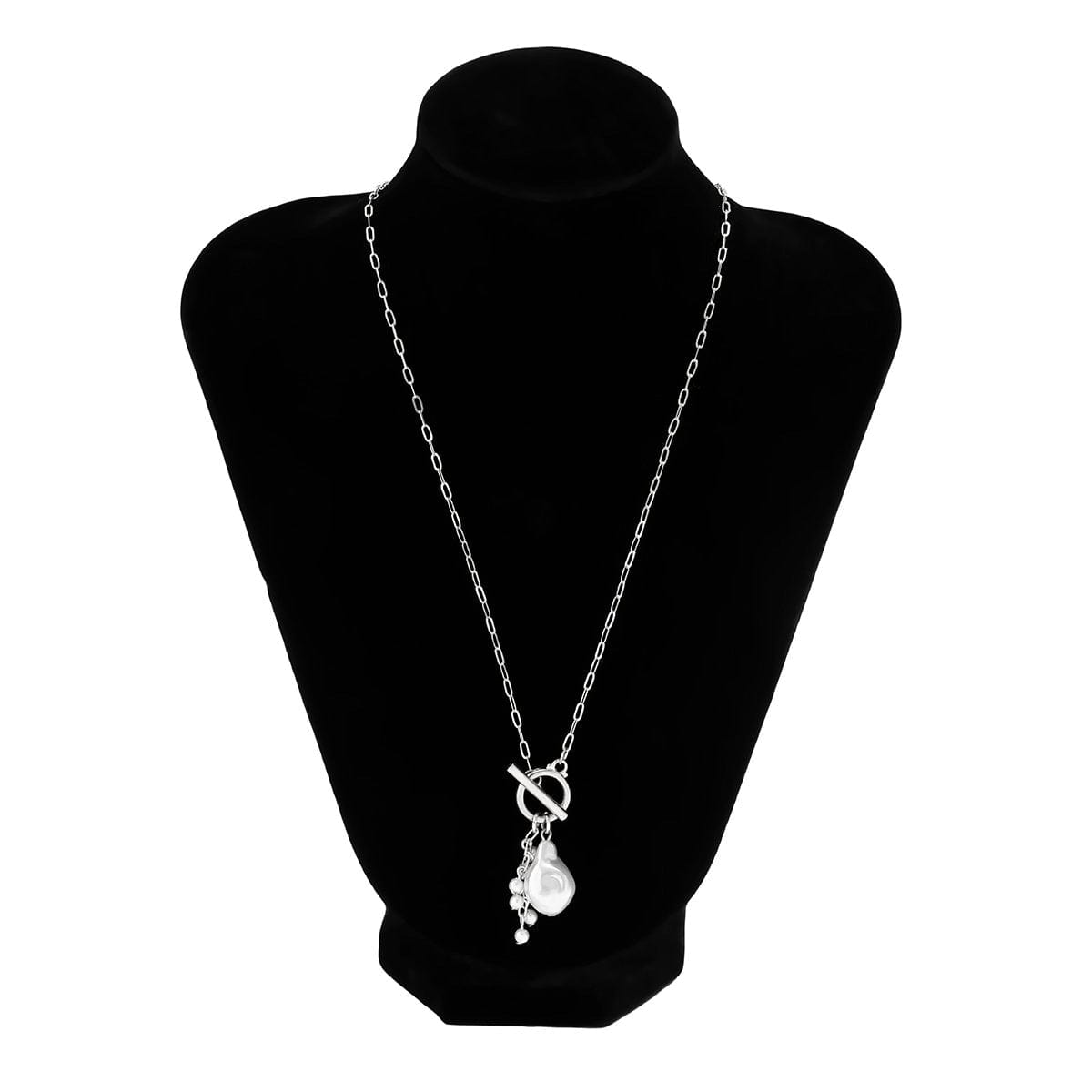 Chic Gold Silver Tone Toggle Clasp Pearl Tassel Cable Chain Choker Necklace - ArtGalleryZen
