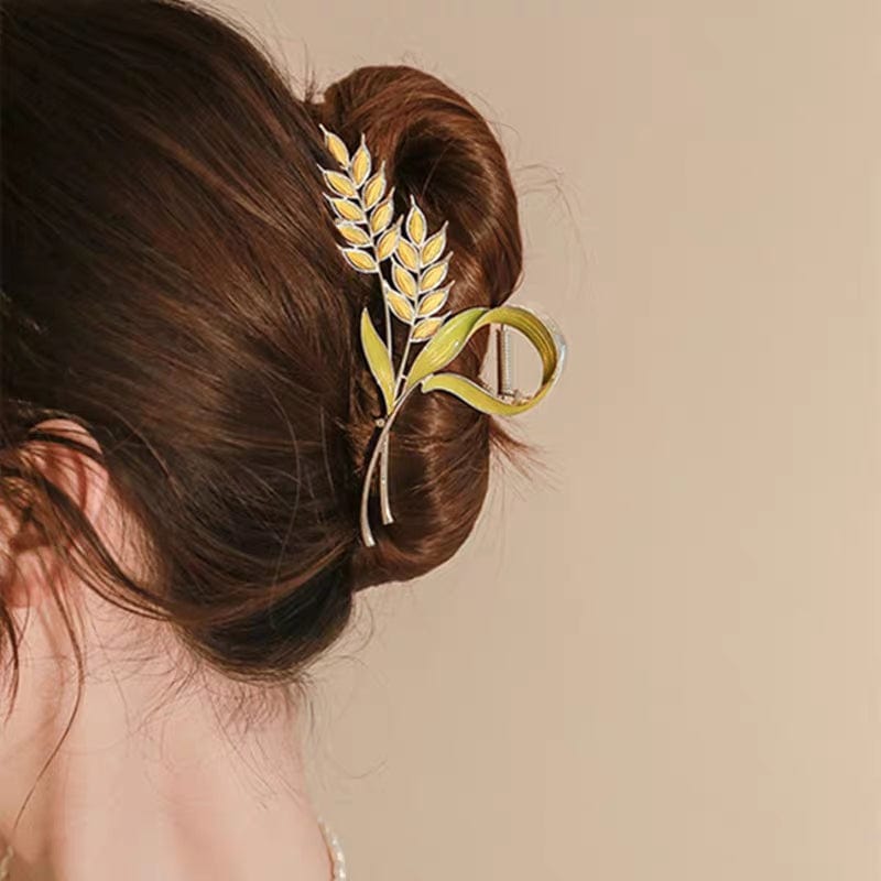 Chic Golden Ears Of Wheat Chignon Claw Clip Hair Clip - ArtGalleryZen