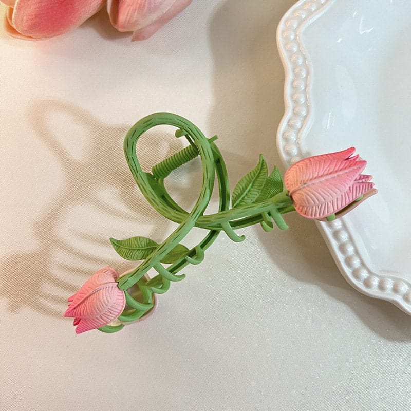Chic Handmade Colorful Enamel Tulip Chignon Claw Clip Hair Clip - ArtGalleryZen