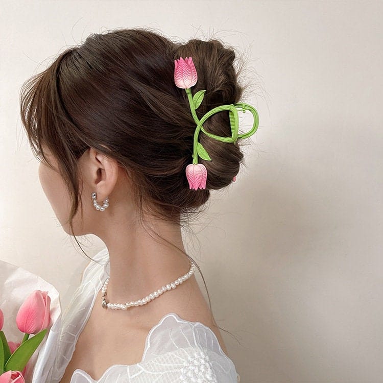 Chic Handmade Colorful Enamel Tulip Chignon Claw Clip Hair Clip - ArtGalleryZen