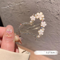 Thumbnail for Chic Handmade CZ Inlaid Pink Floral Moon Heart Hair Clip - ArtGalleryZen