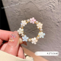 Thumbnail for Chic Handmade CZ Inlaid Pink Floral Moon Heart Hair Clip - ArtGalleryZen