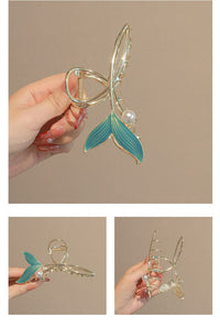Thumbnail for Chic Handmade Enamel Mermaid Pearl Charm Chignon Claw Clip Hair Clip - ArtGalleryZen
