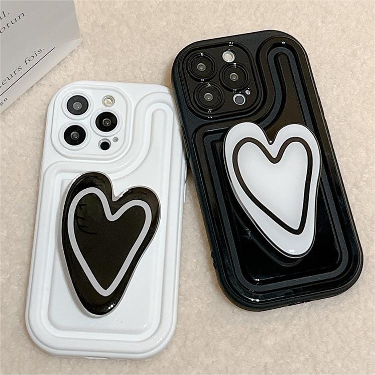 Chic Heart Stand Matching iPhone Case - ArtGalleryZen