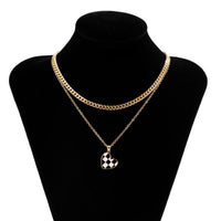 Thumbnail for Chic Layered Checkered Heart Pendant Chain Necklace Set - ArtGalleryZen