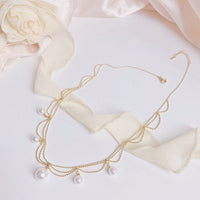 Thumbnail for Chic Layered Pearl Tassel Ball Chain Choker Necklace - ArtGalleryZen