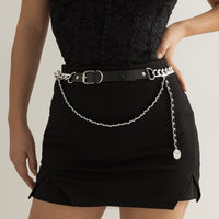 Thumbnail for Chic Layered PU Leather Velvet Interwoven Curb Link Waist Chain - ArtGalleryZen