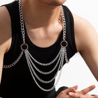 Thumbnail for Chic Layered Silver Tone Body Chain Harness - ArtGalleryZen