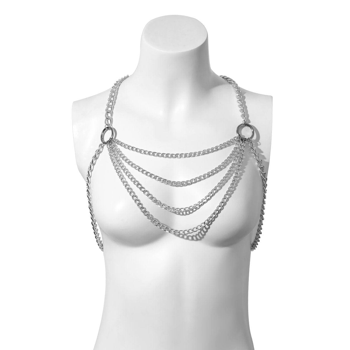 Chic Layered Silver Tone Body Chain Harness - ArtGalleryZen