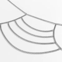 Thumbnail for Chic Layered Silver Tone Chain Tassel Shoulder Necklace - ArtGalleryZen