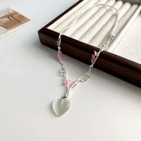 Thumbnail for Chic Opal Heart Pendant Matching Necklace - ArtGalleryZen
