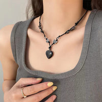 Thumbnail for Chic Opal Heart Pendant Matching Necklace - ArtGalleryZen